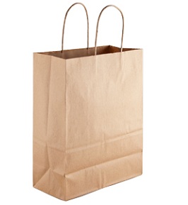 Kraft Shopping Bag w/Handle, 13&quot;x7&quot;x17&quot;, 63# (250/cs)