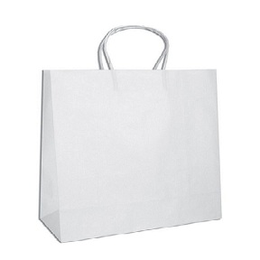 White Shopping Bag w/Handle, 13&quot;x7&quot;x17&quot;, 65#  (250/cs)