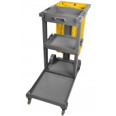 Janitor Cart, Grey  W/25 Gallon Heavy Duty Yellow