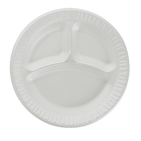 9CPWQR Dart Foam Plate, 9&quot; 3-Compartment (500/CS)