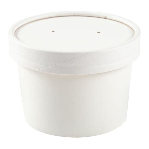 White Paper Food Container 8oz (20/25) - Use with lid
