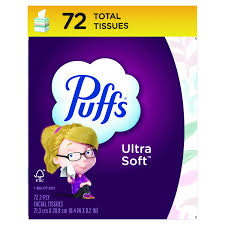 Puffs Ultra Soft Facial  Tissue, 2-Ply, White, 72 