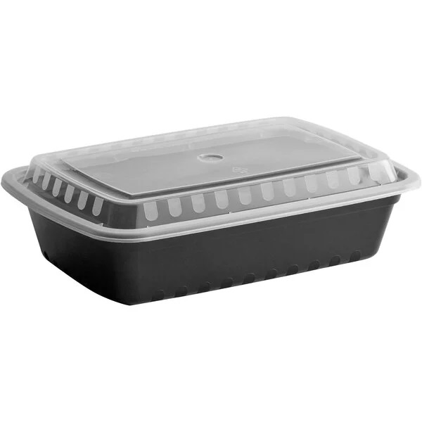 38oz Combo Container, Black 
Bottom/Clear Top, Microwavable 
(150/cs)