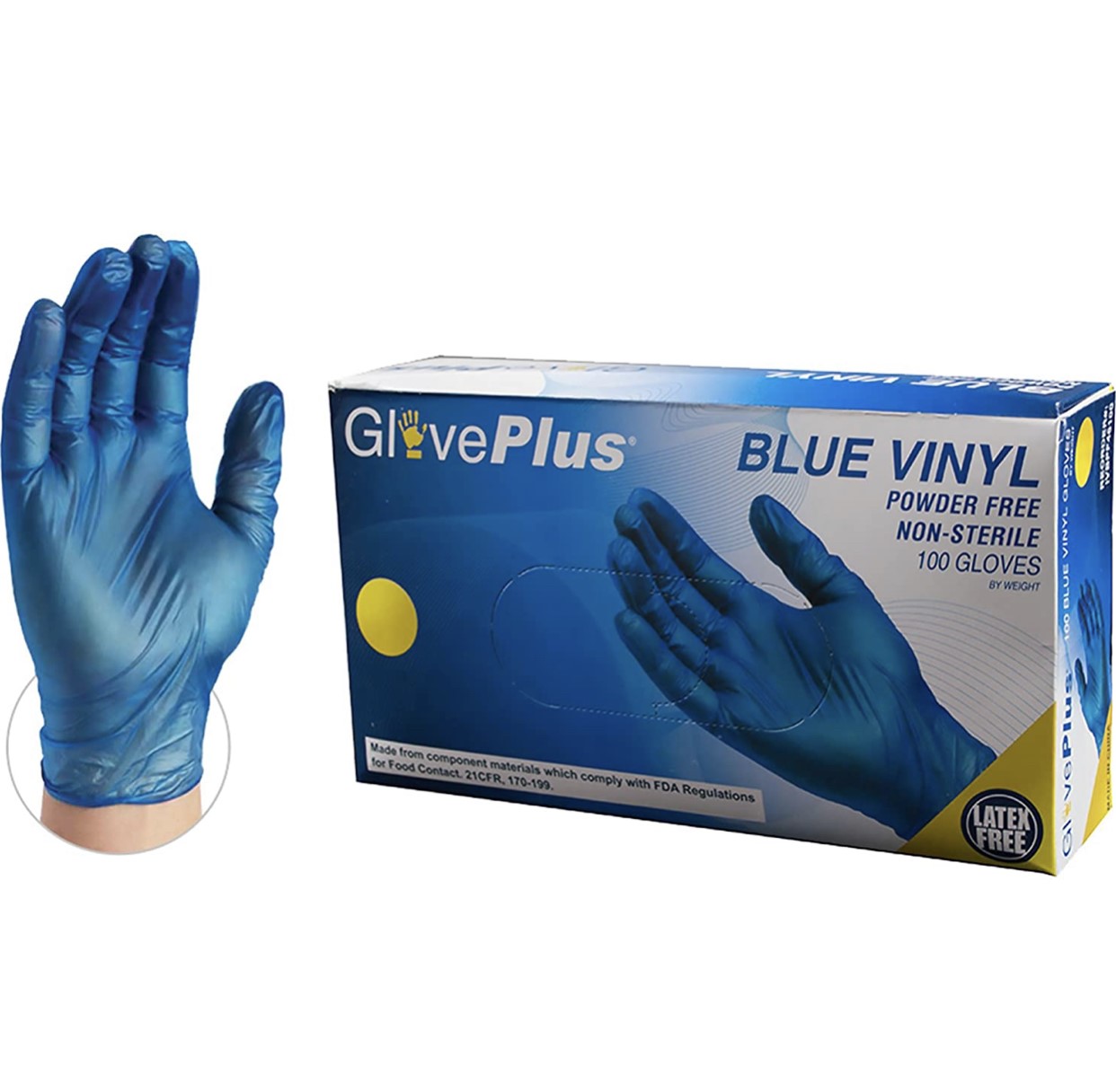 Vinyl Gloves, Powder Free, Industrial Grade Blue, Extra