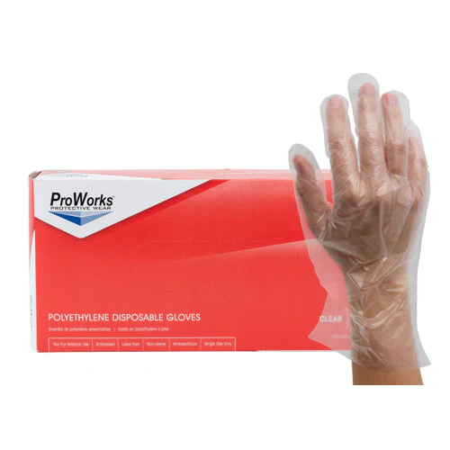 ProWorks Poly Gloves, Large  Food Service (500/bx,20bx/cs)