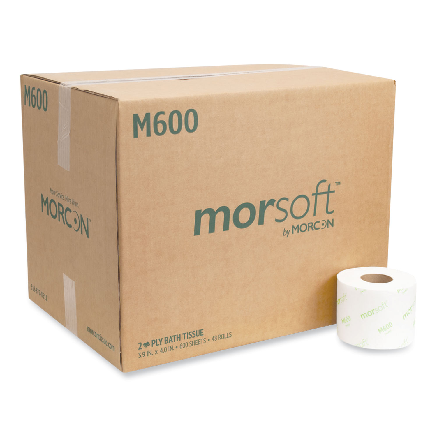 Morsoft M600 Controlled Bath  Tissue, 2-Ply, White, 600 Shts 