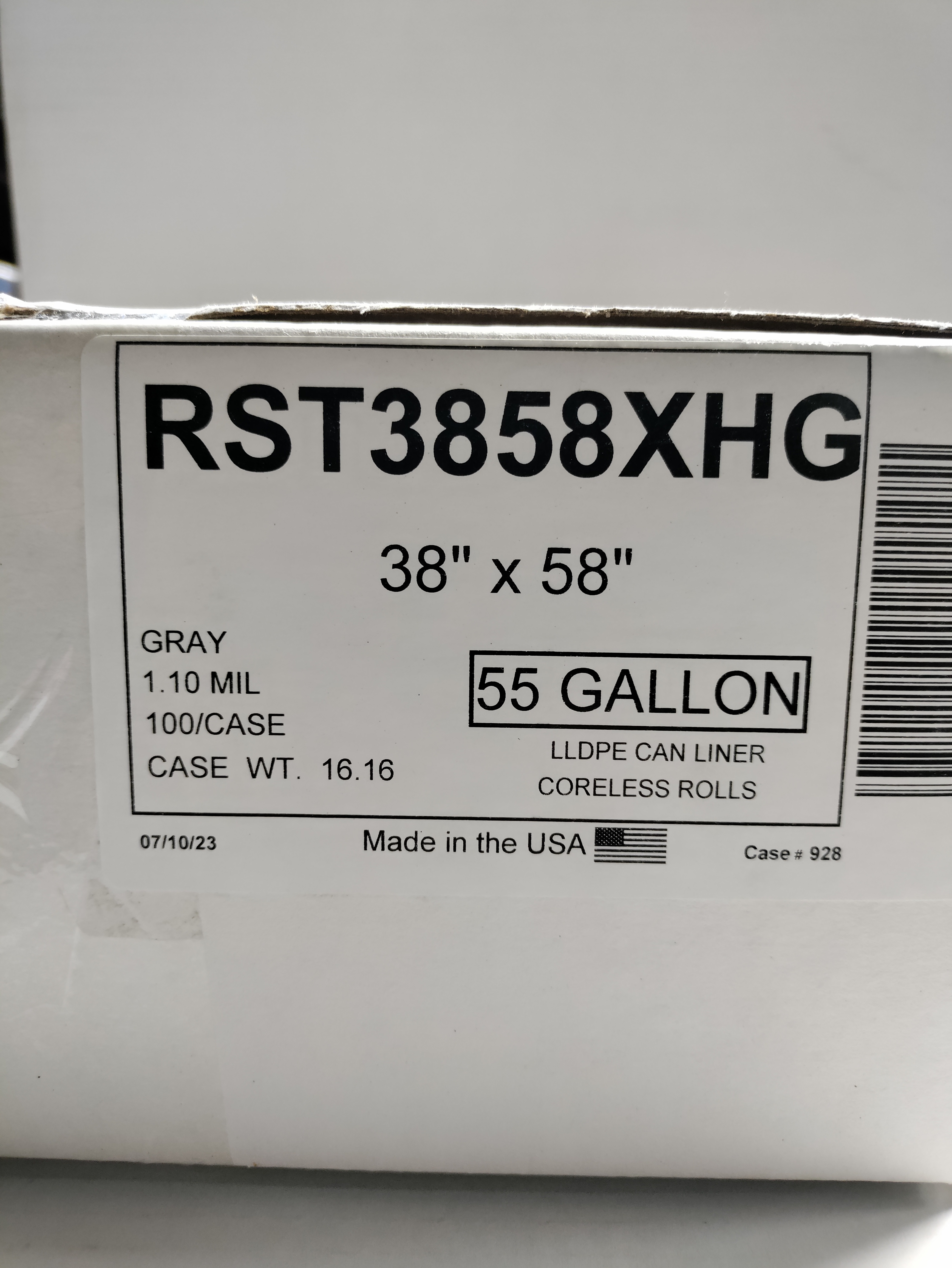 38X58 1.1 mil Gray Liner Lin-Lo 60 Gal (5/20)