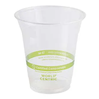 World Centric 12oz Cold Cup,  Clear, Ingeo PLA (1000/cs) 