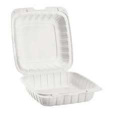 Mineral Filled PP Container,  Hinged Lid, 8x8x3 - 1 Comp, 