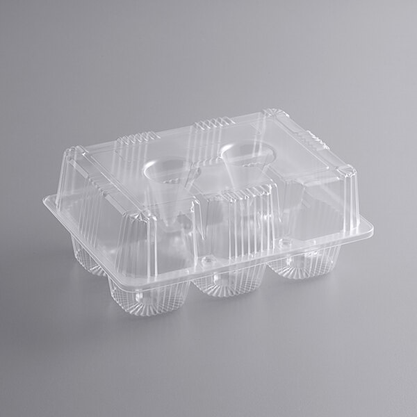 6-count Deep Cupcake Hinged Container (150/cs)