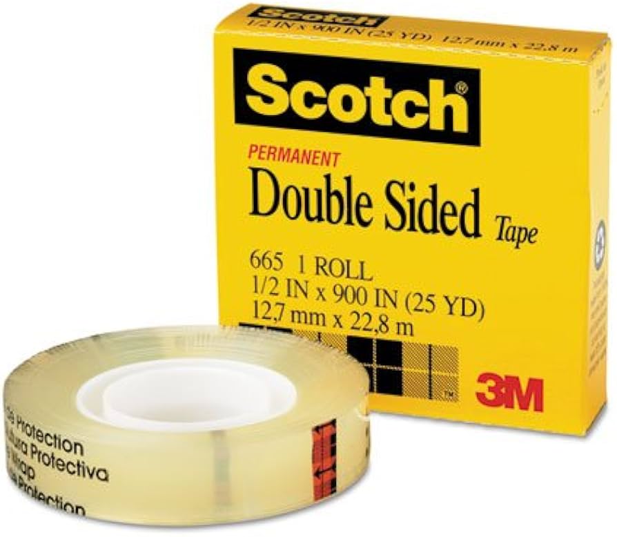 Double-Sided Tape, 1&quot; Core, 0.5&quot; x 75 ft, Clear Roll